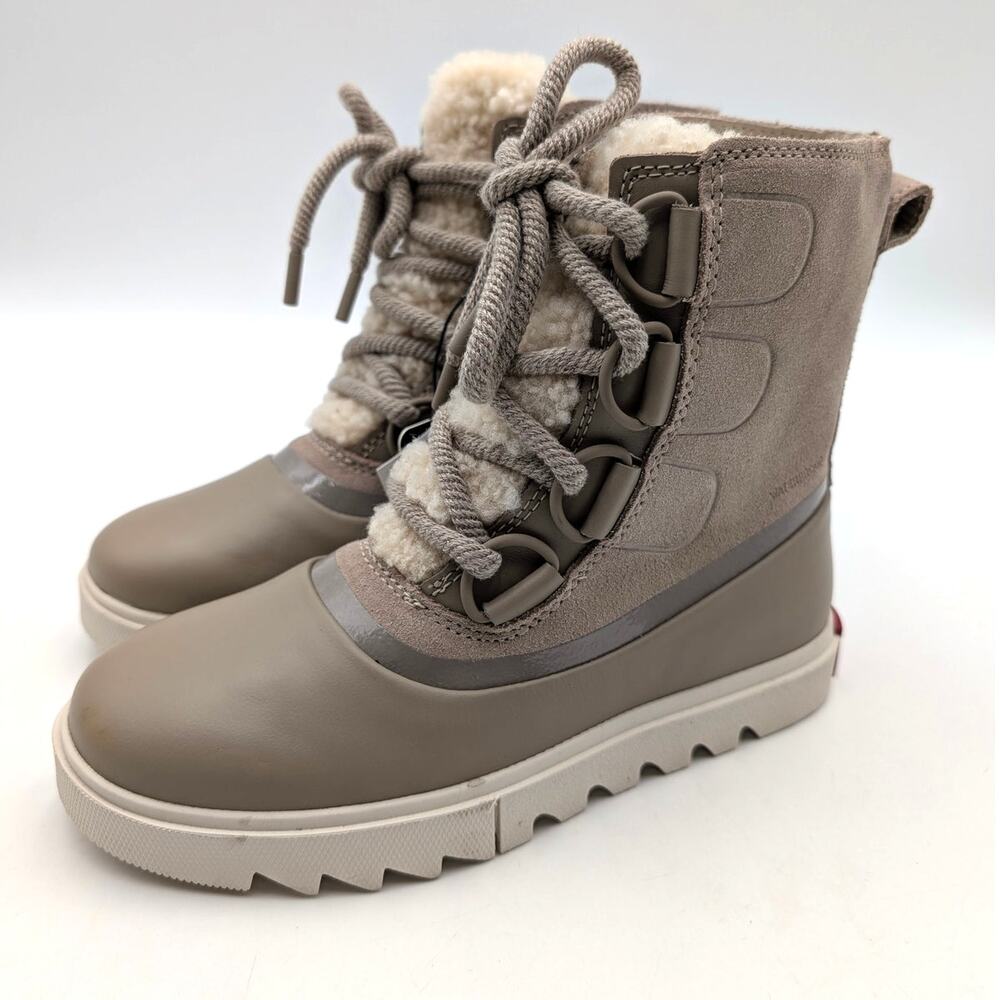 Sorel Joan Of Arctic Leather Snow Boot Women's Omega Taupe/Fawn Size US5 EU36